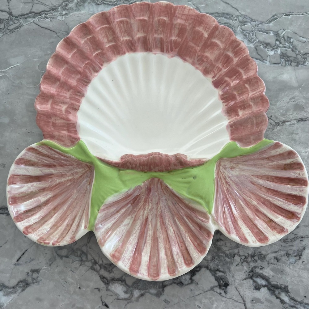 Handmade pink shell‎ platter signed